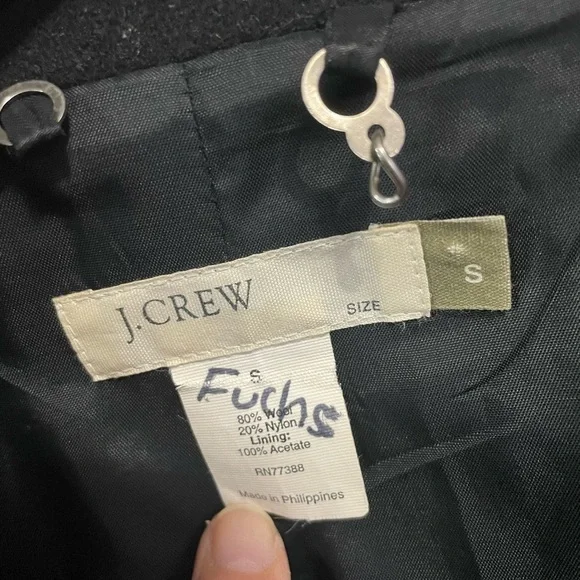 J. Crew Black‎ Wool Blend Overcoat Pea Coat Size S - Picture 3 of 9